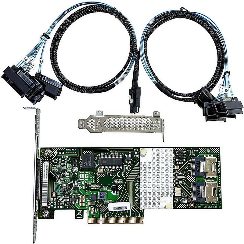 LAMPAN بطاقة SAS HBA متوافقة مع LSI 9211-8i وضع IT وبطاقة توسيع D2607 PCIe SATA، 8 منافذ 6Gbps PCIe 2.0، دعم موسع، وحدة تحكم SATA HBA مع 2× كابلات SFF-8087 إلى 8482 SAS لنظام ZFS unRAID NAS - Image 1